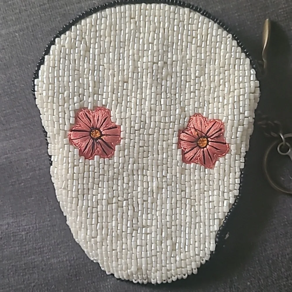 Mary Frances "Bone To Pick" Sugar Skull Beaded Coin Purse and Key Fob NWOT - Picture 5 of 5